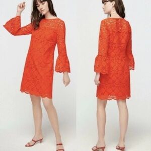 NWT J. CREW Eyelet embroidered Bell - Sleeve Mini  Dress Orange Size 6